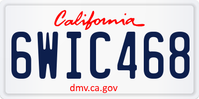 CA license plate 6WIC468