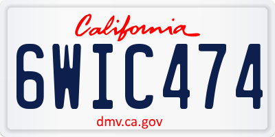 CA license plate 6WIC474