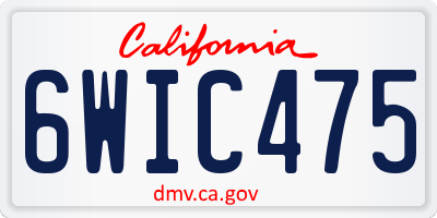 CA license plate 6WIC475