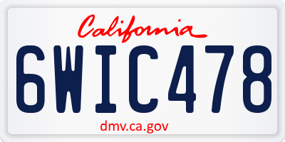 CA license plate 6WIC478