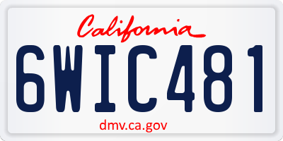 CA license plate 6WIC481