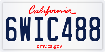 CA license plate 6WIC488