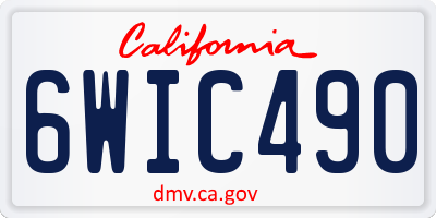 CA license plate 6WIC490
