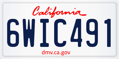 CA license plate 6WIC491