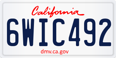 CA license plate 6WIC492