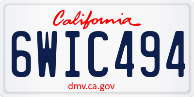 CA license plate 6WIC494