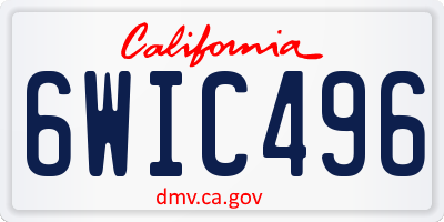 CA license plate 6WIC496