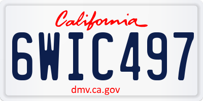 CA license plate 6WIC497