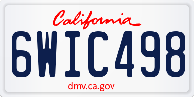 CA license plate 6WIC498