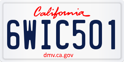 CA license plate 6WIC501