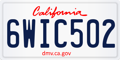CA license plate 6WIC502