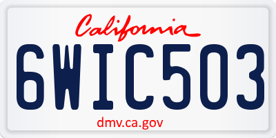 CA license plate 6WIC503