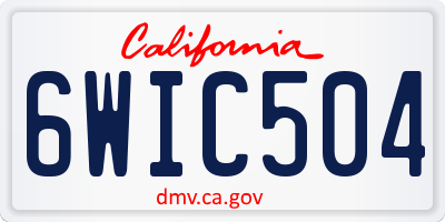 CA license plate 6WIC504