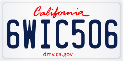 CA license plate 6WIC506