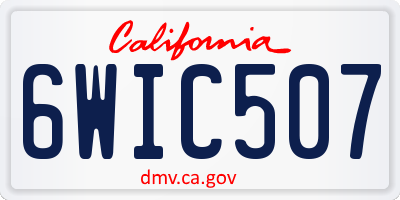 CA license plate 6WIC507