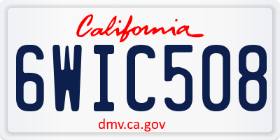 CA license plate 6WIC508