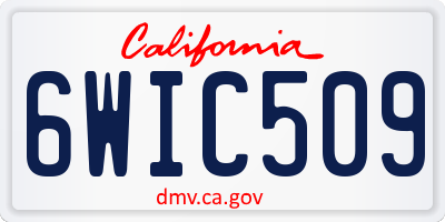 CA license plate 6WIC509