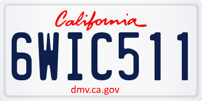 CA license plate 6WIC511