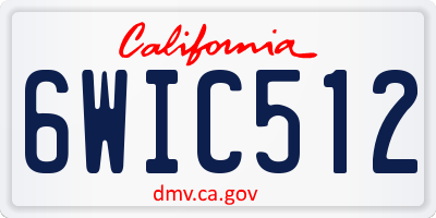 CA license plate 6WIC512