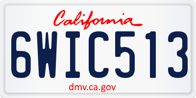 CA license plate 6WIC513