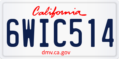 CA license plate 6WIC514