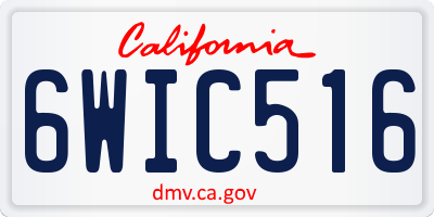 CA license plate 6WIC516