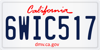 CA license plate 6WIC517