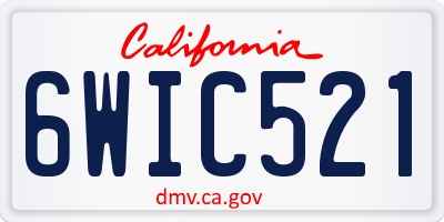 CA license plate 6WIC521