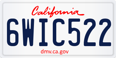 CA license plate 6WIC522