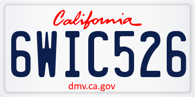 CA license plate 6WIC526
