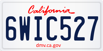 CA license plate 6WIC527