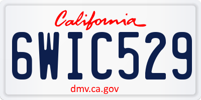 CA license plate 6WIC529