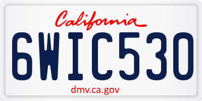 CA license plate 6WIC530
