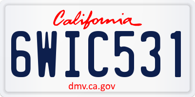 CA license plate 6WIC531