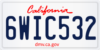 CA license plate 6WIC532