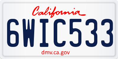 CA license plate 6WIC533