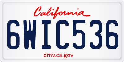 CA license plate 6WIC536