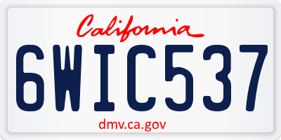 CA license plate 6WIC537
