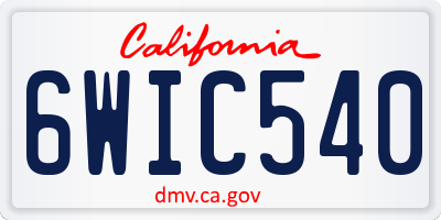 CA license plate 6WIC540