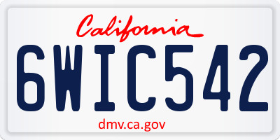 CA license plate 6WIC542