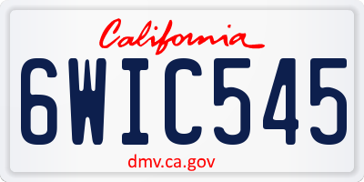 CA license plate 6WIC545
