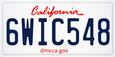 CA license plate 6WIC548