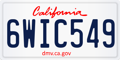 CA license plate 6WIC549