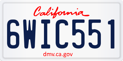 CA license plate 6WIC551