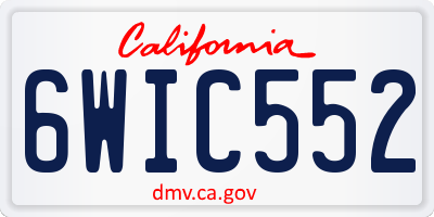 CA license plate 6WIC552