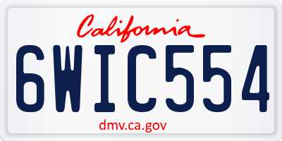 CA license plate 6WIC554