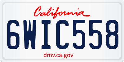CA license plate 6WIC558