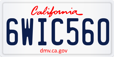 CA license plate 6WIC560