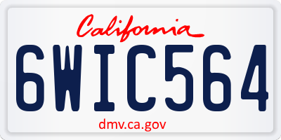 CA license plate 6WIC564