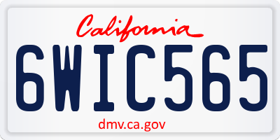 CA license plate 6WIC565